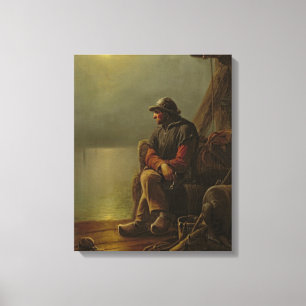 The Pilot Keeps Watch, 1851 Canvas Print