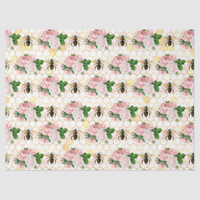 The Pink and Gold Bee Series Design 17 Tissue Pape Tissue Paper (Front)