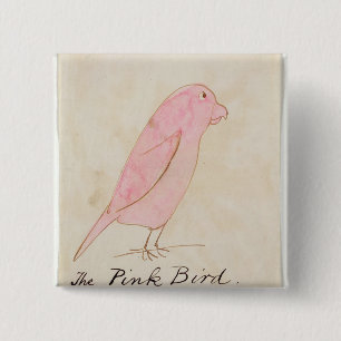 The Pink Bird, from 'Sixteen Drawings of Comic Bir 15 Cm Square Badge
