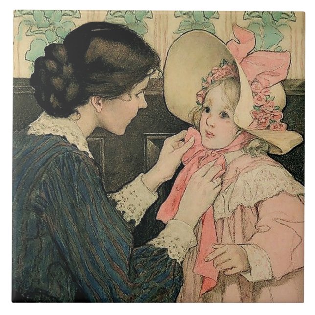 The Pink Bonnet by Jessie Willcox Smith Tile (Front)