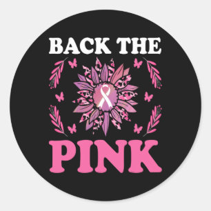 The Pink Breast Cancer Awareness Sunflower Women M Classic Round Sticker