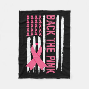 The Pink Breast Cancer Awareness Usa Flag Pink Rib Fleece Blanket