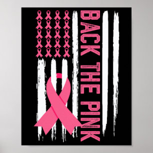 The Pink Breast Cancer Awareness Usa Flag Pink Rib Poster