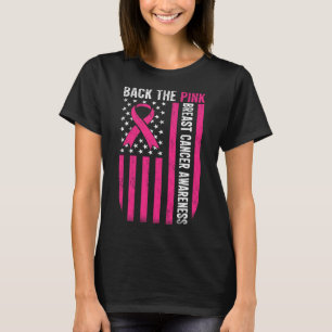 The Pink Breast Cancer Awareness Usa Flag Pink Rib T-Shirt
