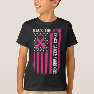 The Pink Breast Cancer Awareness Usa Flag Pink Rib T-Shirt