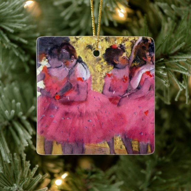 The Pink Dancers, Before the Ballet by Edgar Degas Ceramic Ornament (Tree)