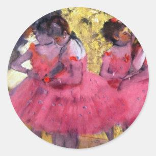 The Pink Dancers, Before the Ballet by Edgar Degas Classic Round Sticker