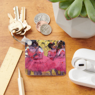 The Pink Dancers, Before the Ballet by Edgar Degas Key Ring
