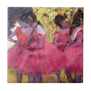 The Pink Dancers, Before the Ballet by Edgar Degas Tile