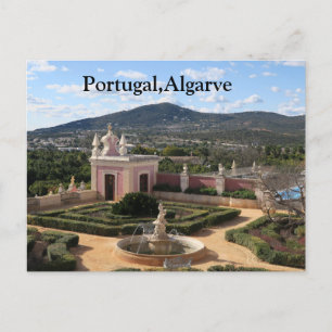 The pink Estoi palace, Portugal, Algarve postcard