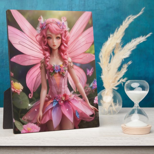 The Pink Fairy | Fantasy Digital Art Tabletop Plaque (Side)