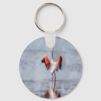 The Pink Flamingo in Watercolor Key Ring