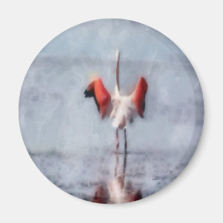 The Pink Flamingo in Watercolor Magnet