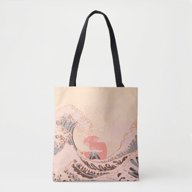 The pink great wave off kanagawa tote bag (Front)