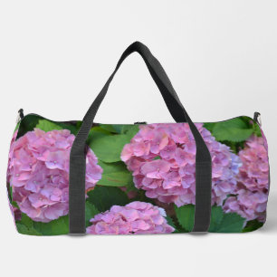 The pink Hortensia hydrangea Flowers Duffle Bag