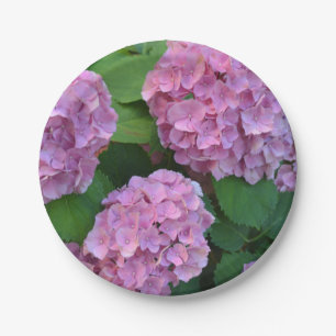 The pink Hortensia hydrangea Paper Plate