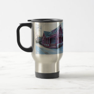 The Pink House in Snow - Martha's Vineyard Travel Mug