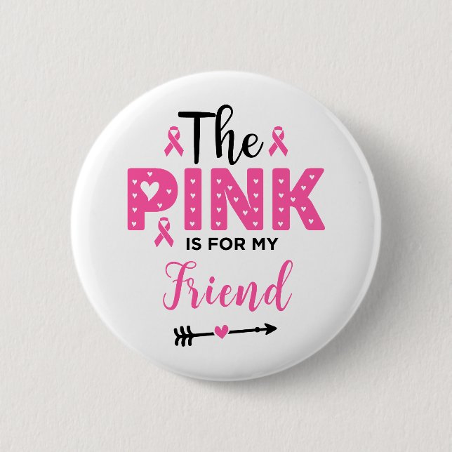 The Pink Is For My Friend Breast Cancer Awareness 6 Cm Round Badge (Front)