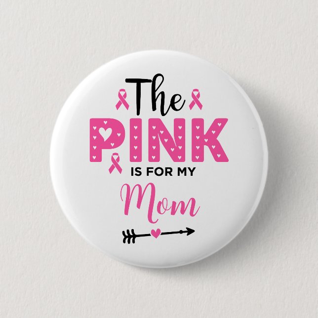 The Pink Is For My Mum Breast Cancer Awareness 6 Cm Round Badge (Front)