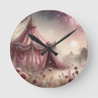 The Pink Necromancer's Pink Silk Tent Round Clock