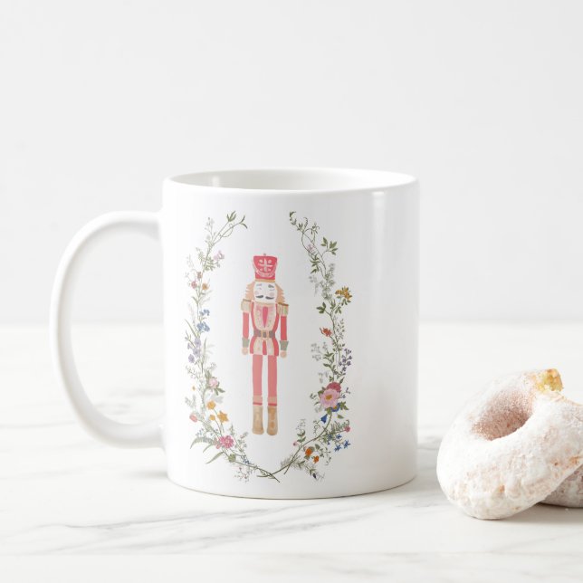 The Pink Nutcracker Ballet Christmas  Coffee Mug (With Donut)