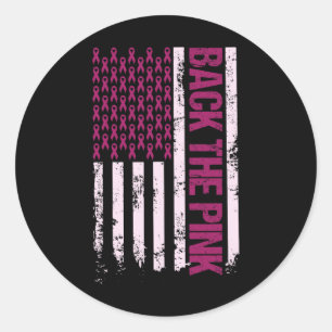 The Pink Ribbon American Flag Breast Cancer Awaren Classic Round Sticker