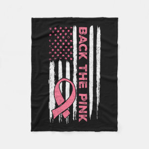 The Pink Ribbon American Flag Breast Cancer Awaren Fleece Blanket