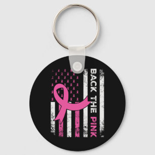 The Pink Ribbon American Flag Breast Cancer Awaren Key Ring