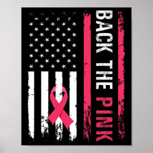 The Pink Ribbon American Flag Breast Cancer Awaren Poster