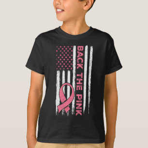 The Pink Ribbon American Flag Breast Cancer Awaren T-Shirt