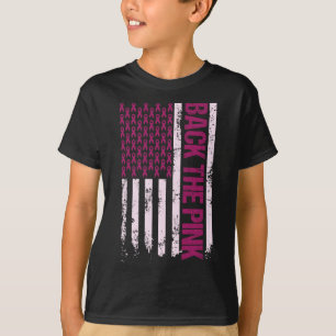 The Pink Ribbon American Flag Breast Cancer Awaren T-Shirt