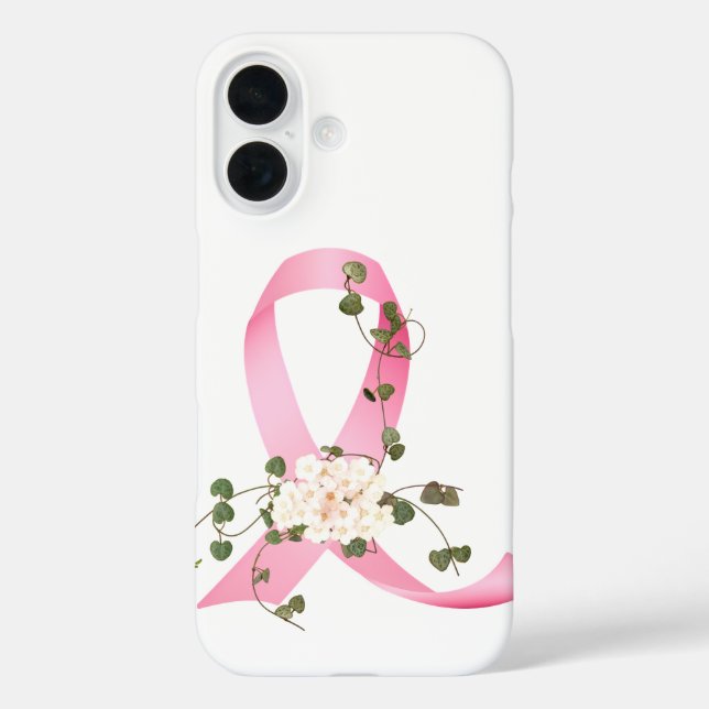 The Pink Ribbon with ivy On White Case-Mate iPhone Case (Back)