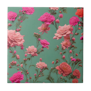 The Pink Roses Floral Decorative Ceramic Tile