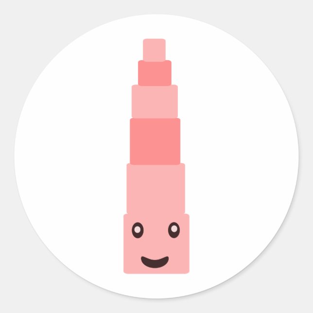 The Pink tower Montessori Classic Round Sticker (Front)