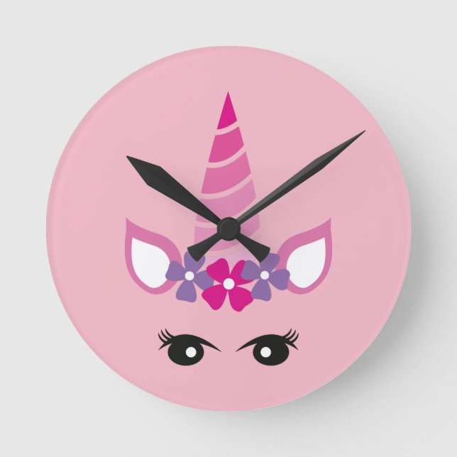 The Pink Unicorn Round Clock (Front)