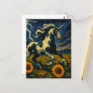 The pinto unicorn in a storm postcard