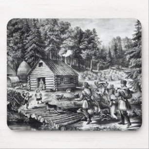 The Pioneer's Home on the Western Frontier Mouse Mat