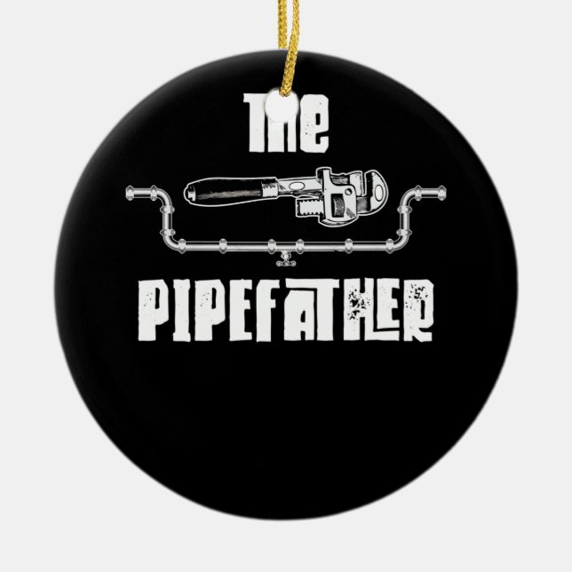 The Pipefather - Funny Plumber Plumbing Ceramic Tree Decoration (Front)