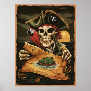 The Pirate and the Treasure Map Poster