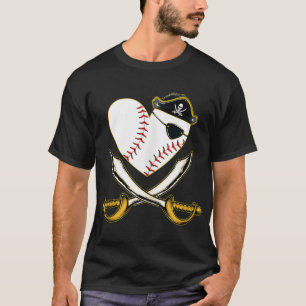  The Pirate Baseball Heart With Skull Hat T-Shirt