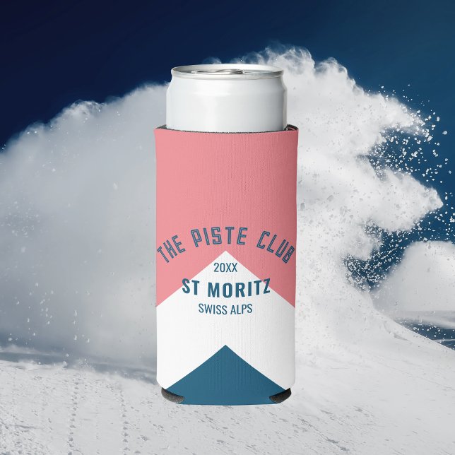 The Piste Club Pink White blue Peak Winter Ski Seltzer Can Cooler (Creator Uploaded)