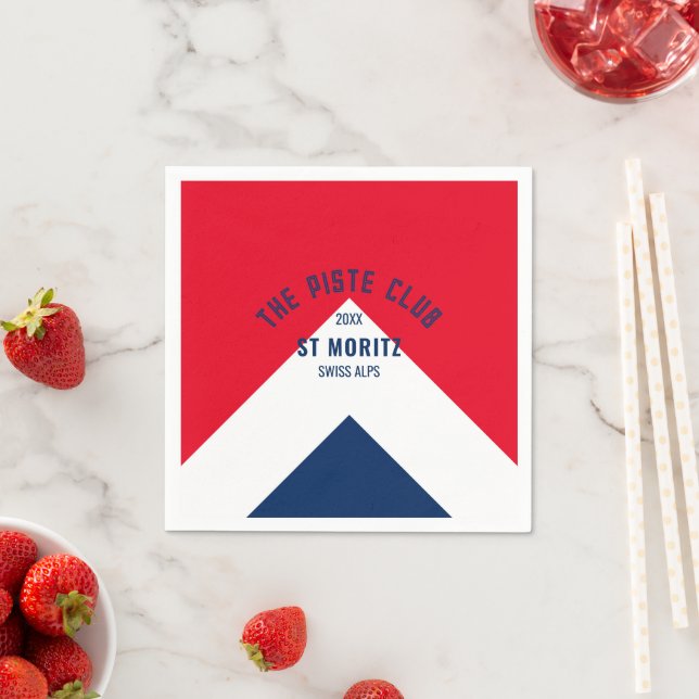 The Piste Club Red Navy Custom Winter Ski Napkin (Insitu)