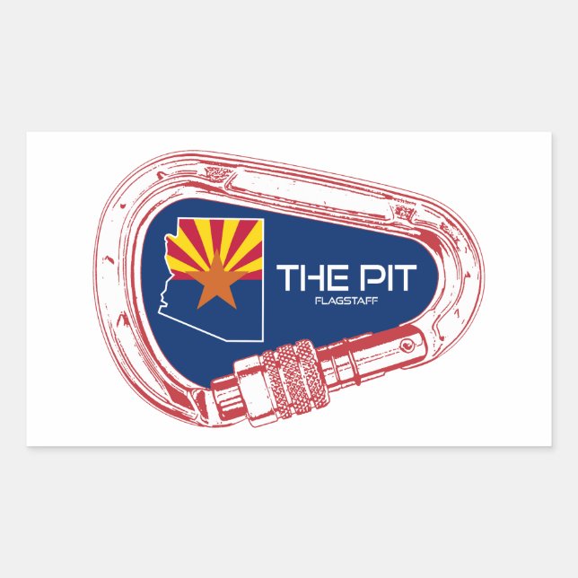 The Pit Flagstaff Arizona Climbing Carabiner Rectangular Sticker (Front)