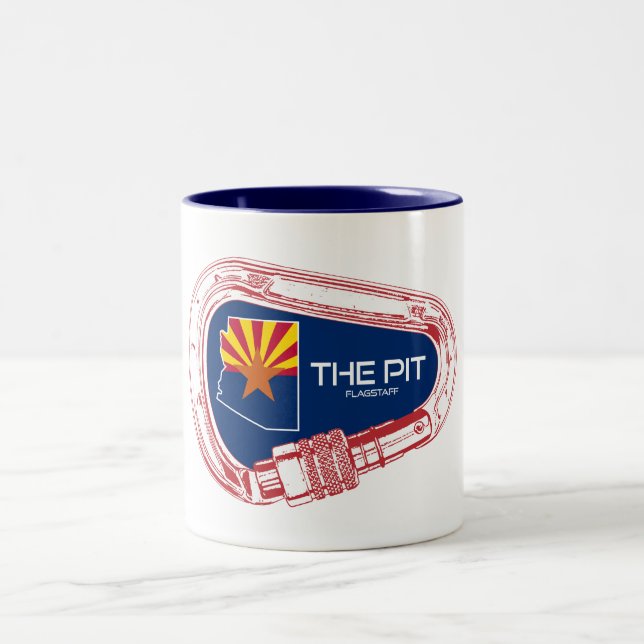 The Pit Flagstaff Arizona Climbing Carabiner Two-Tone Coffee Mug (Center)
