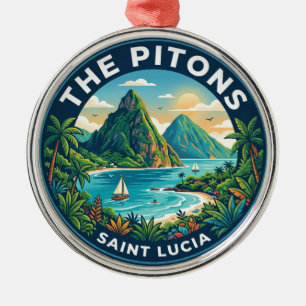 The Pitons Saint Lucia Metal Tree Decoration