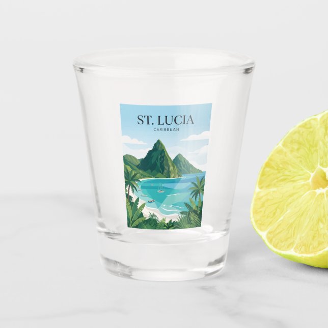 The Pitons Saint Lucia Shot Glass (Front)