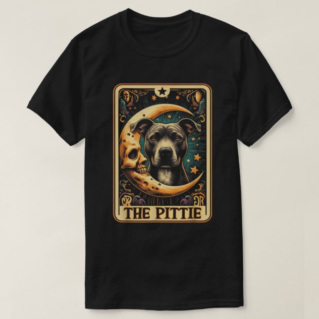 The Pittie Tarot Funny Pitbull Dog Halloween T-Shirt (Design Front)