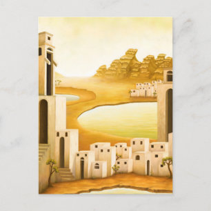 "The Place" - Middle East / Orient Desert Painting Announcement Postcard