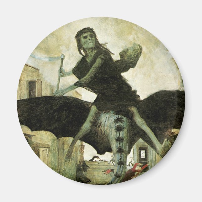 The Plague by Arnold Bocklin, Vintage Symbolism Magnet (Front)