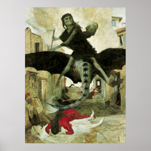 The Plague by Arnold Bocklin, Vintage Symbolism Poster